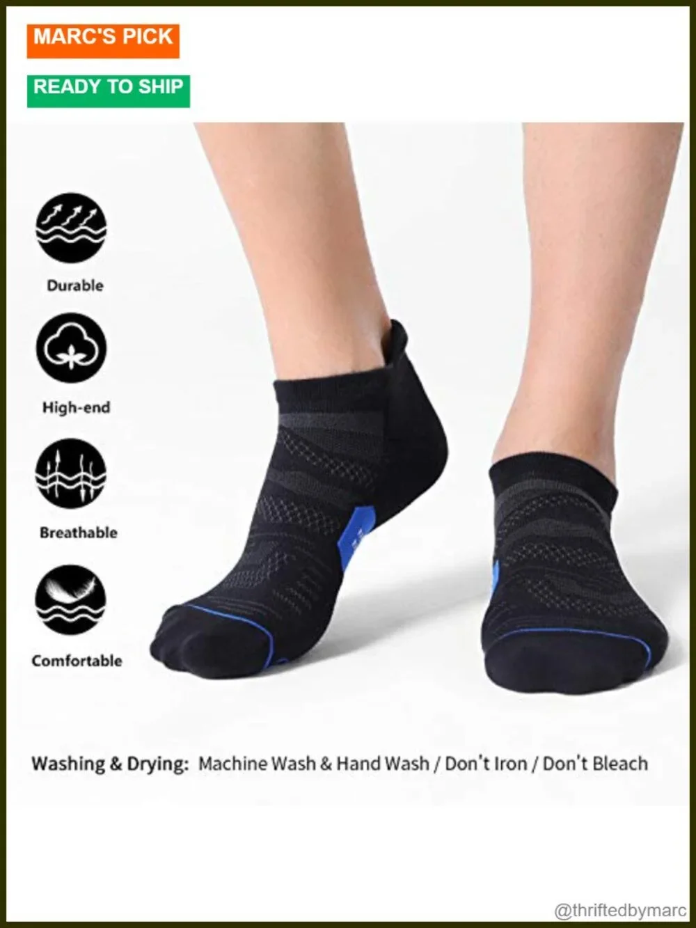 6 Pack Men's Running Ankle Socks with Cushion Low Cut Athletic Sport Tab Socks